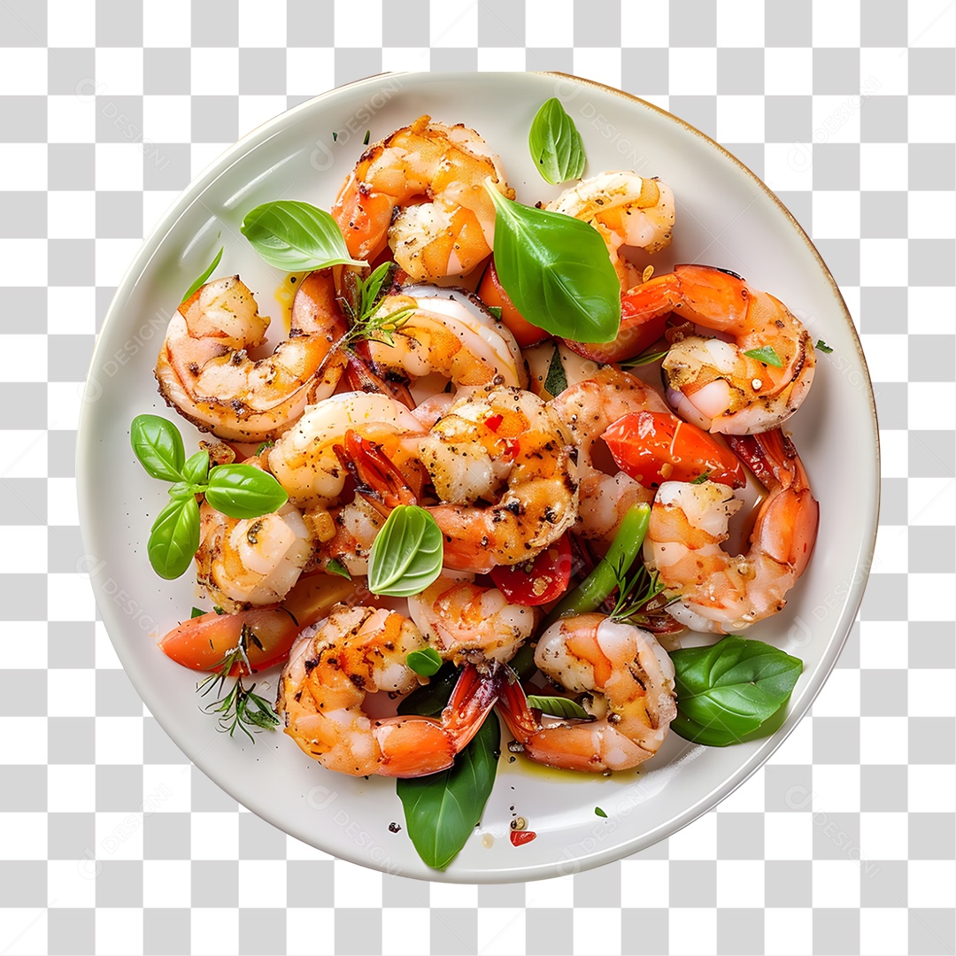 Prato com Camarões PNG Transparente