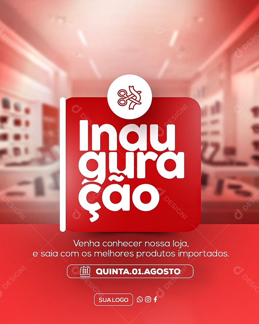 Inauguração Venha Conhecer a Nossa Loja Social Media PSD Editável