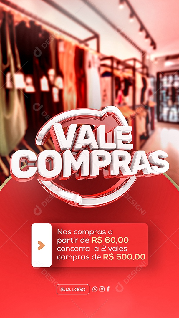 Story Vale Compras Nas Compras A partir de 60 Reais Social Media PSD Editável