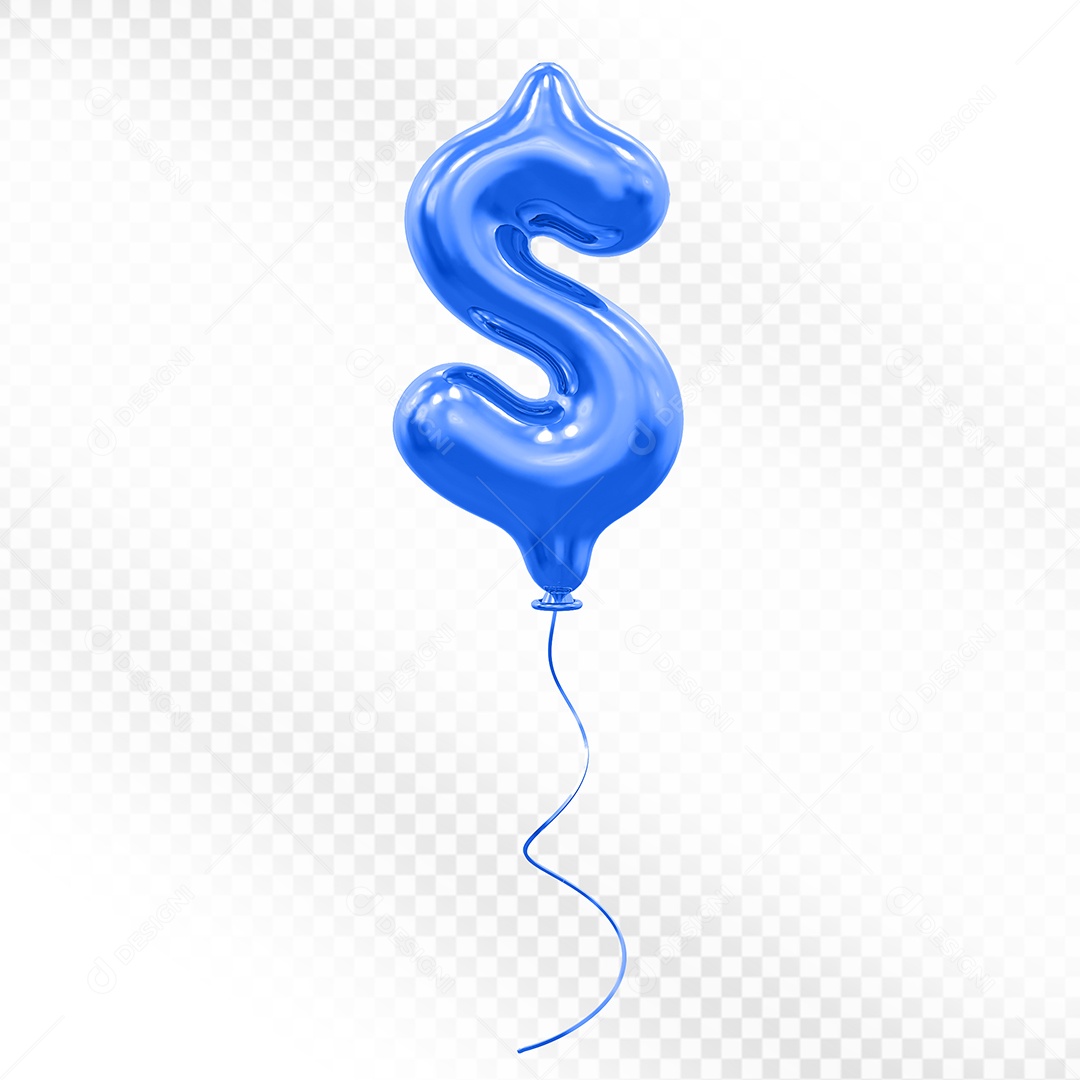 Elemento 3D Balão Azul S Para composição PSD