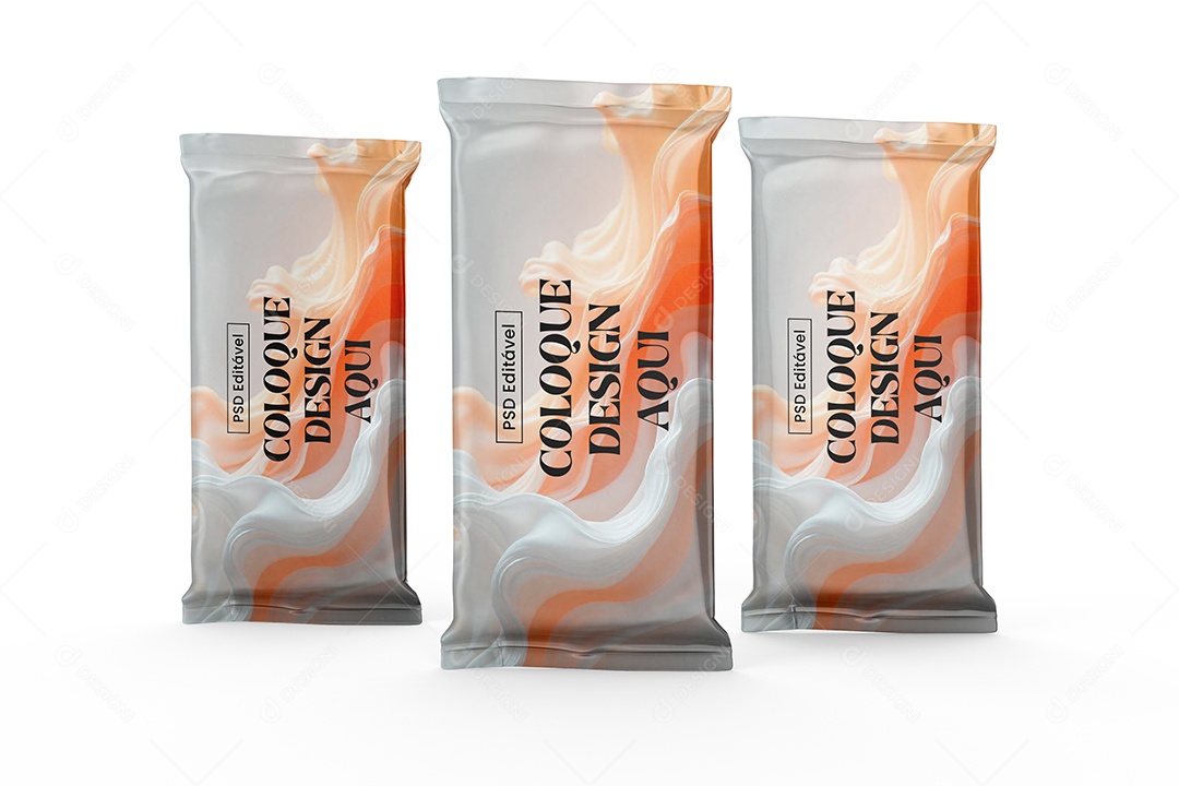Três Embalagens de Doces PSD Editavel Mockup