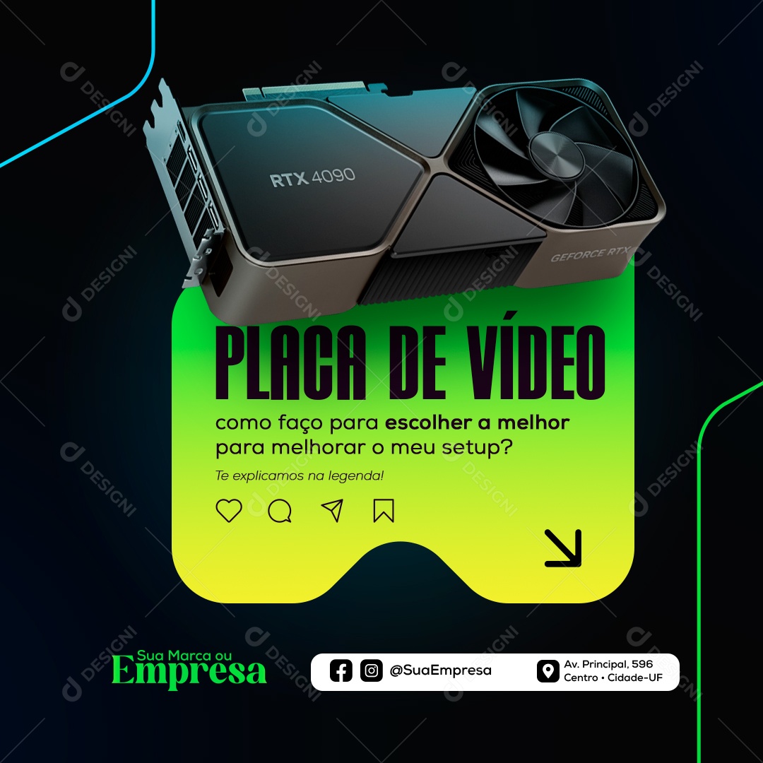 Placa de Vídeo Social Media PSD Editável
