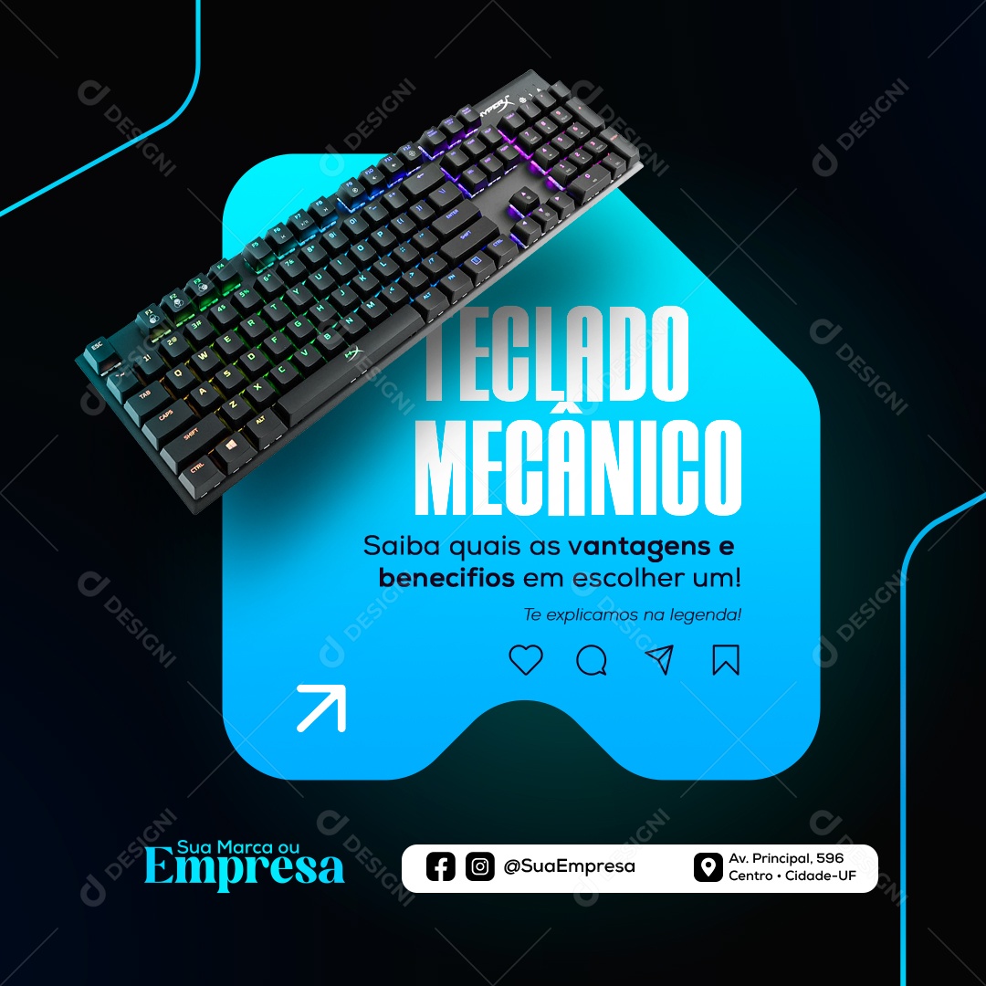 Teclado Mecânico Social Media PSD Editável