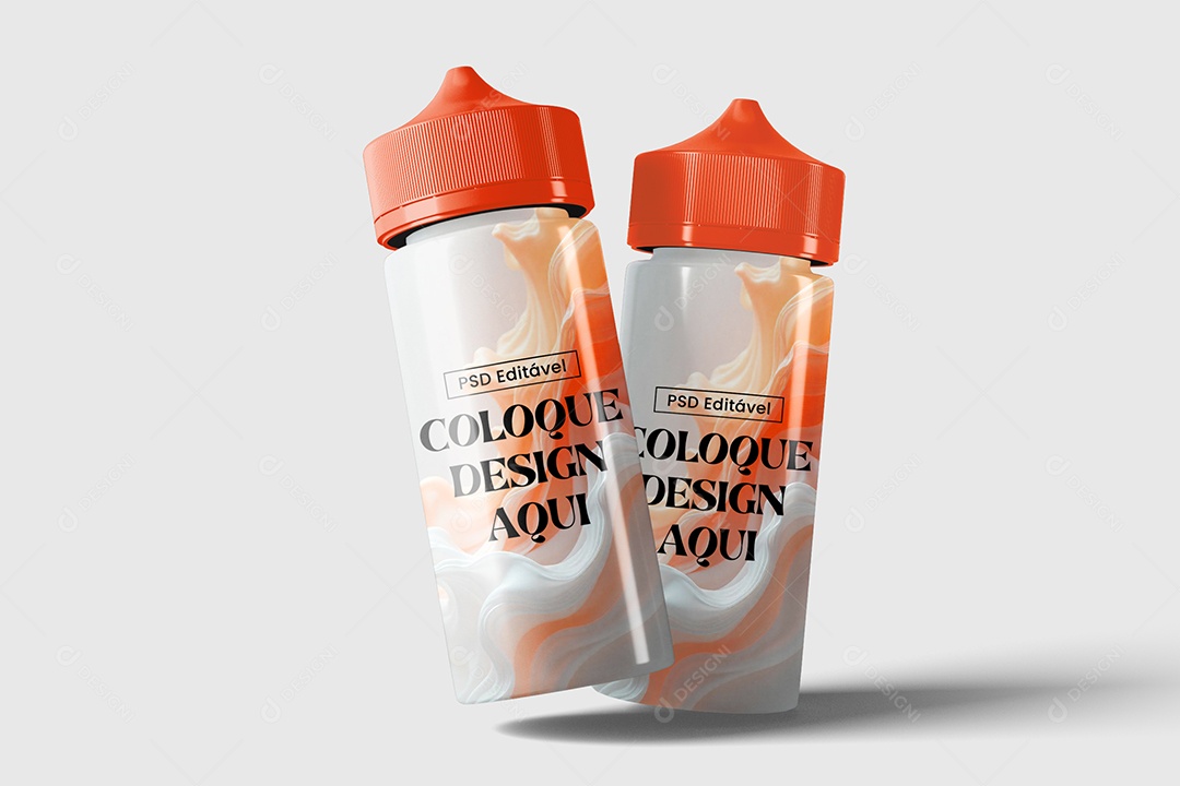 Mockup de Duas Garrafas de Líquido PSD Editável