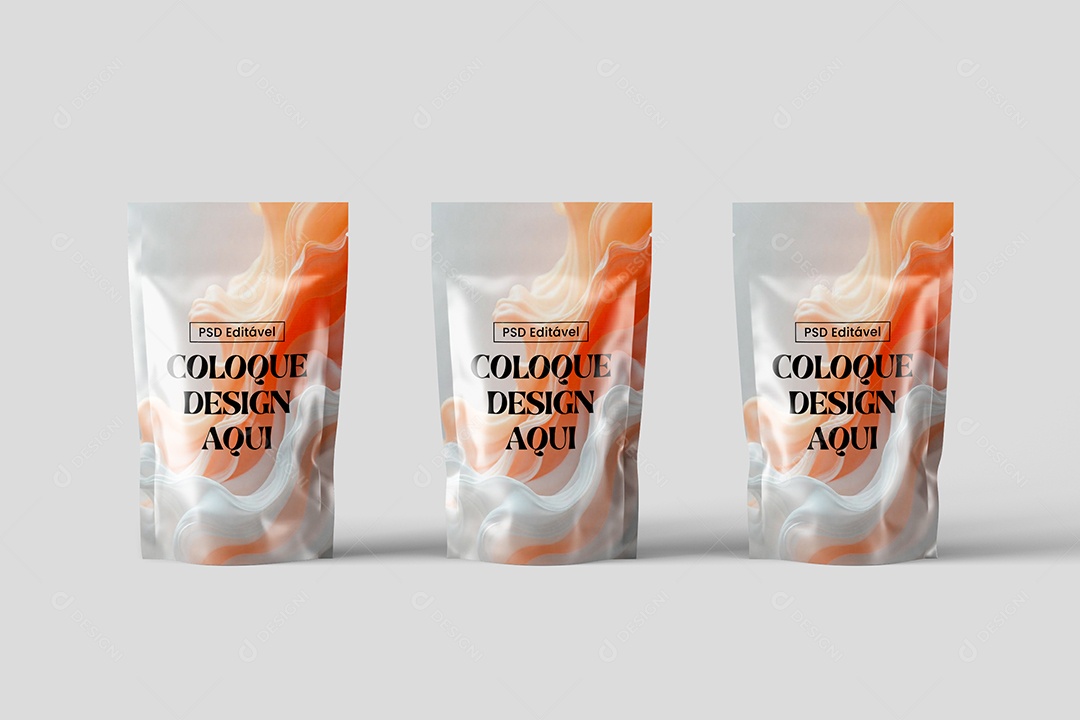 Mockup de Três Embalagens de Alimento PSD Editável