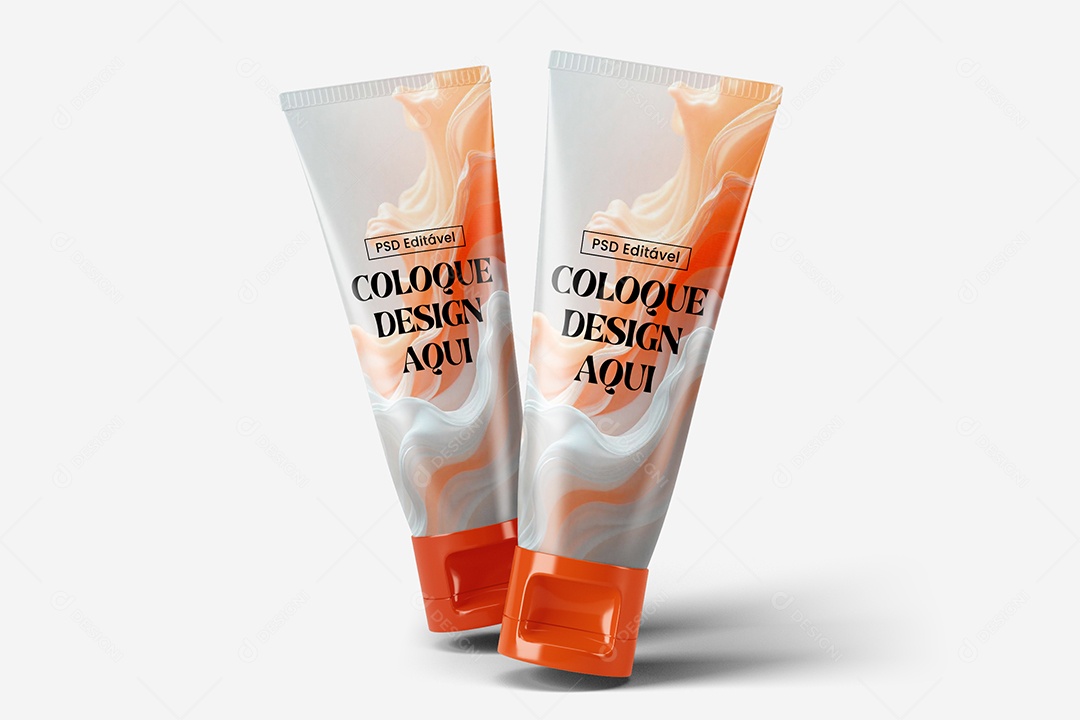 Mockup de Duas Embalagens de Tubo PSD Editável