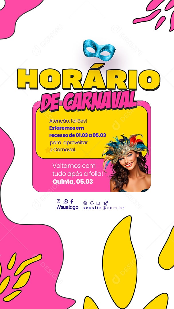 Story Horário de Carnaval Social Media PSD Editável