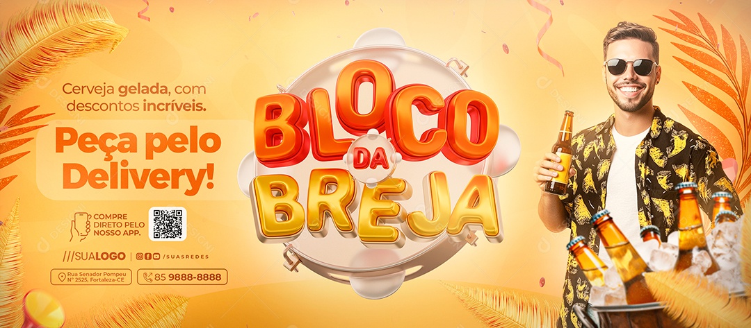 Banne Cervejaria Bloco Da Breja Peça no Delivery Social Media PSD Editável