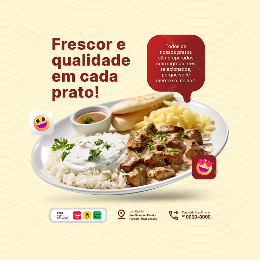 Restaurante Prato Feito Frescor e Qualidade em Cada Prato Social Media PSD Editável