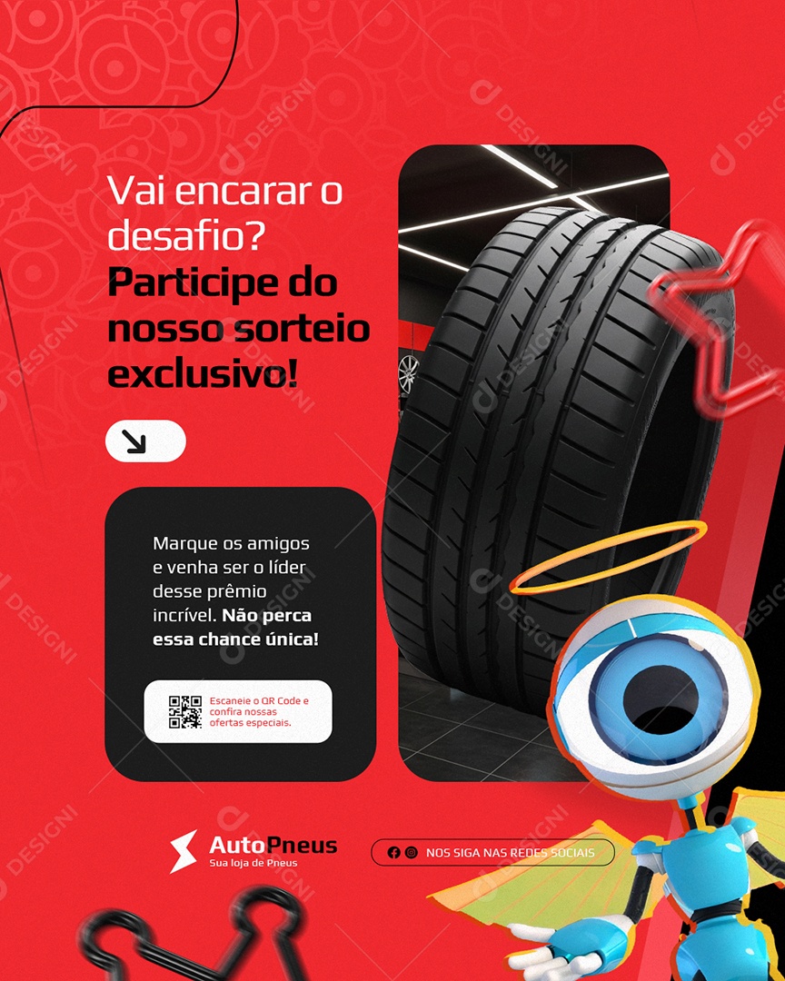 Loja de Pneus BBB Vai Encarar o Desafio Social Media PSD Editável