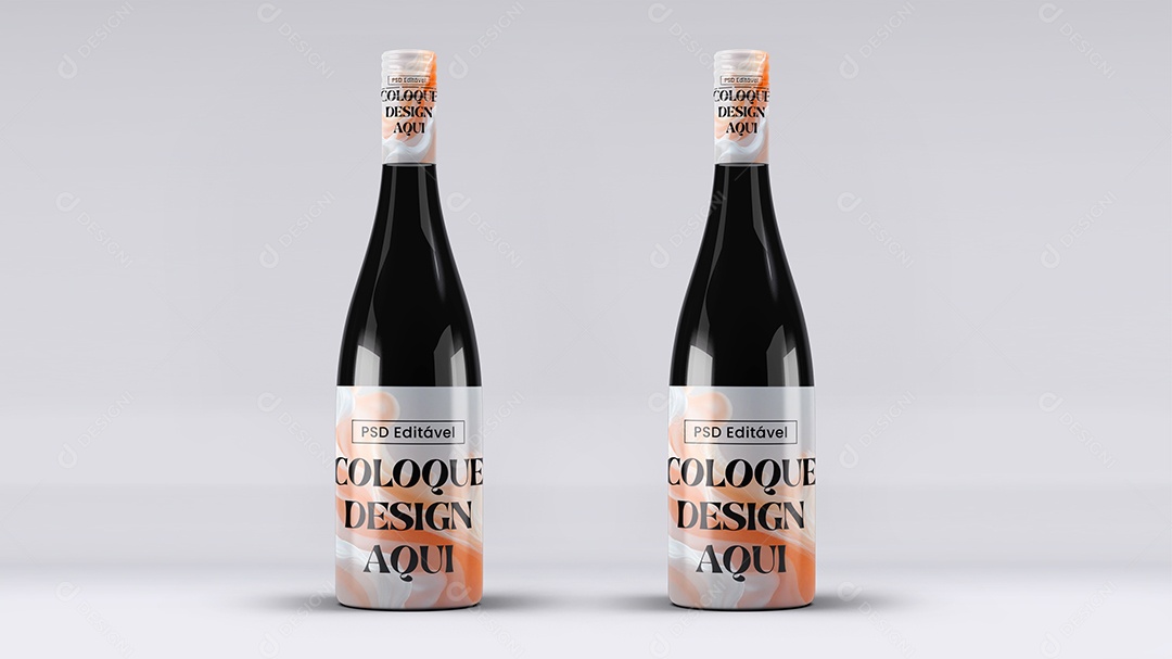 Garrafa de Vidro Mockup PSD Editável