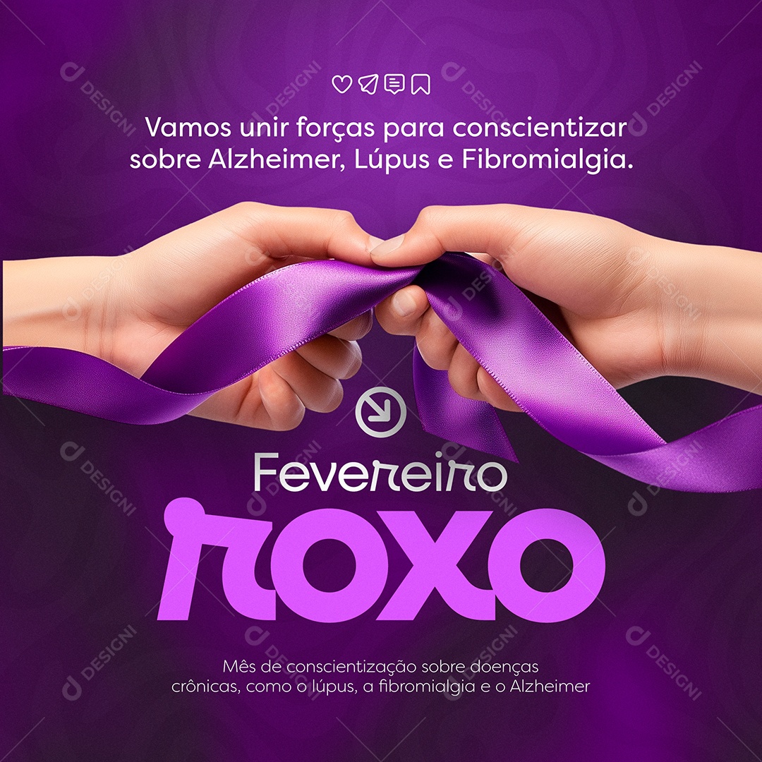 Fevereiro Roxo Social Media PSD Editável