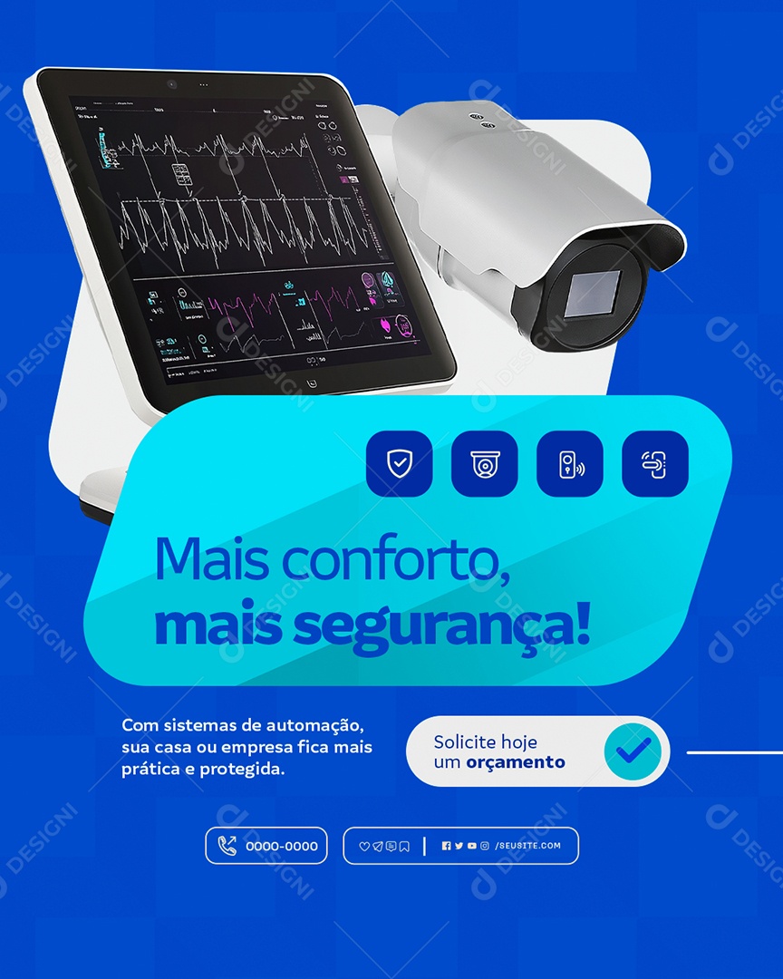 Segurança Eletrônica Mais Conforto Social Media PSD Editável