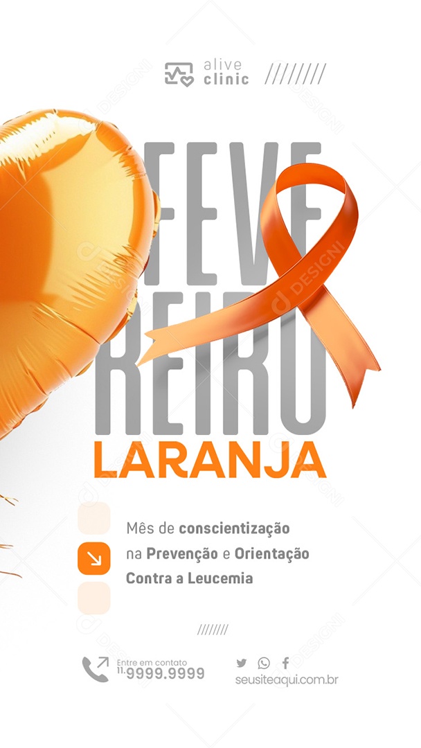 Story Fevereiro Laranja Mês de Conscientização na Prevenção Social Media PSD Editável