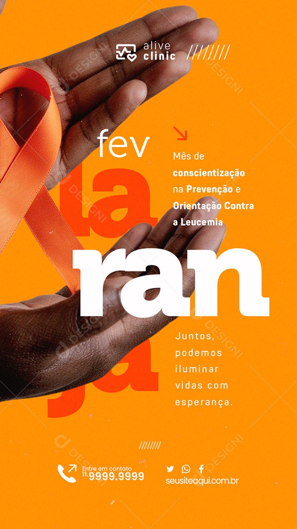 Story Fevereiro Laranja Juntos Podemos Social Media PSD Editável