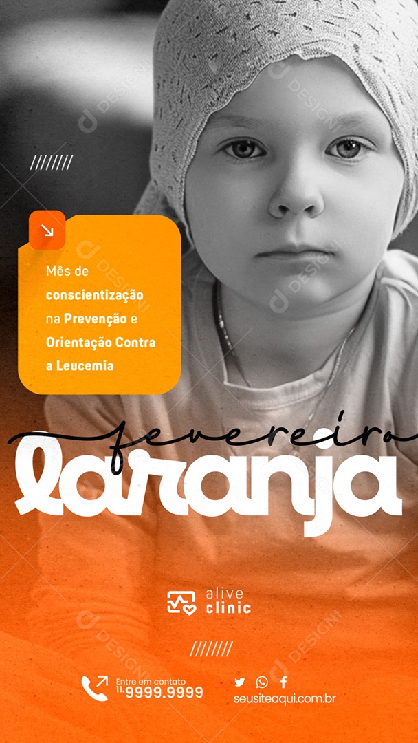 Story Fevereiro Laranja Mês de Conscientização Prevenção a Leucemia Social Media PSD Editável