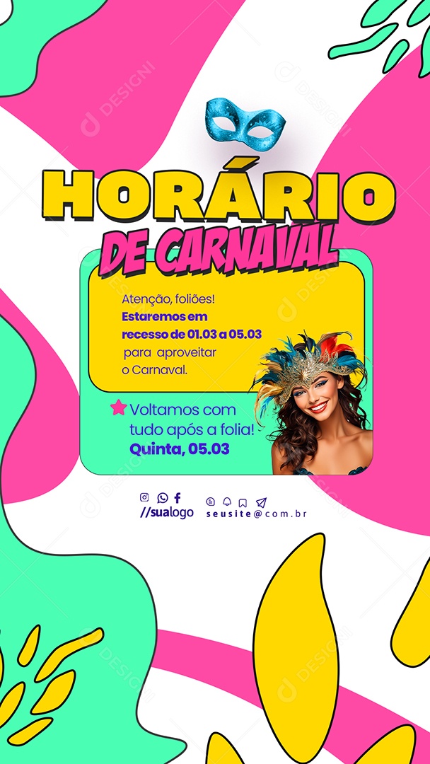 Story Horário de Carnaval Social Media PSD Editável