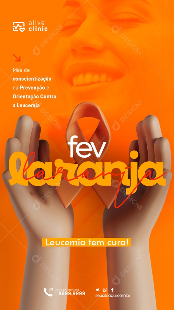 Story Fevereiro Laranja Leucemia Tem Cura Social Media PSD Editável