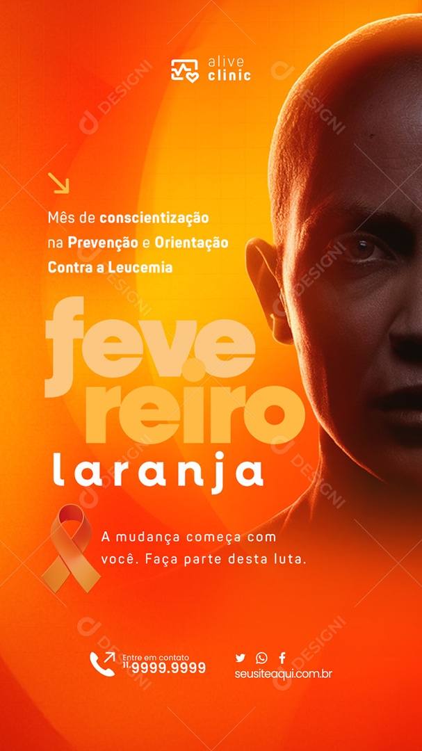 Story Fevereiro Laranja A Mudança Começa com Você Social Media PSD Editável