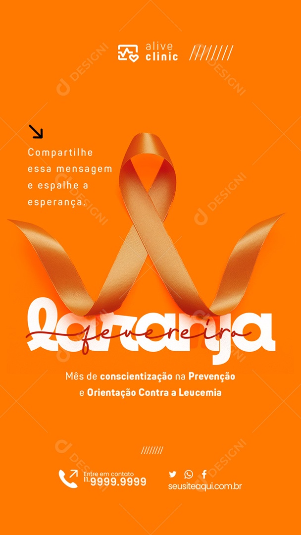 Story Fevereiro Laranja Compartilhe essa Mensagem Social Media PSD Editável