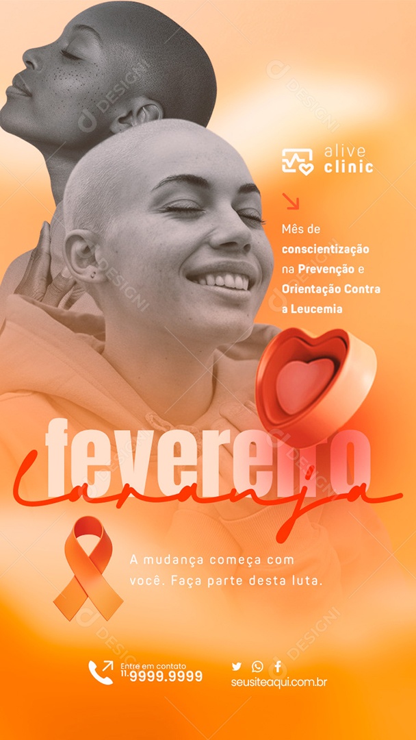 Story Fevereiro Laranja Mês de Conscientização na Prevenção Social Media PSD Editável