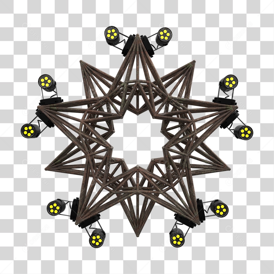 Elemento 3D Kit Painel de Luz Estrela PNG Transparente