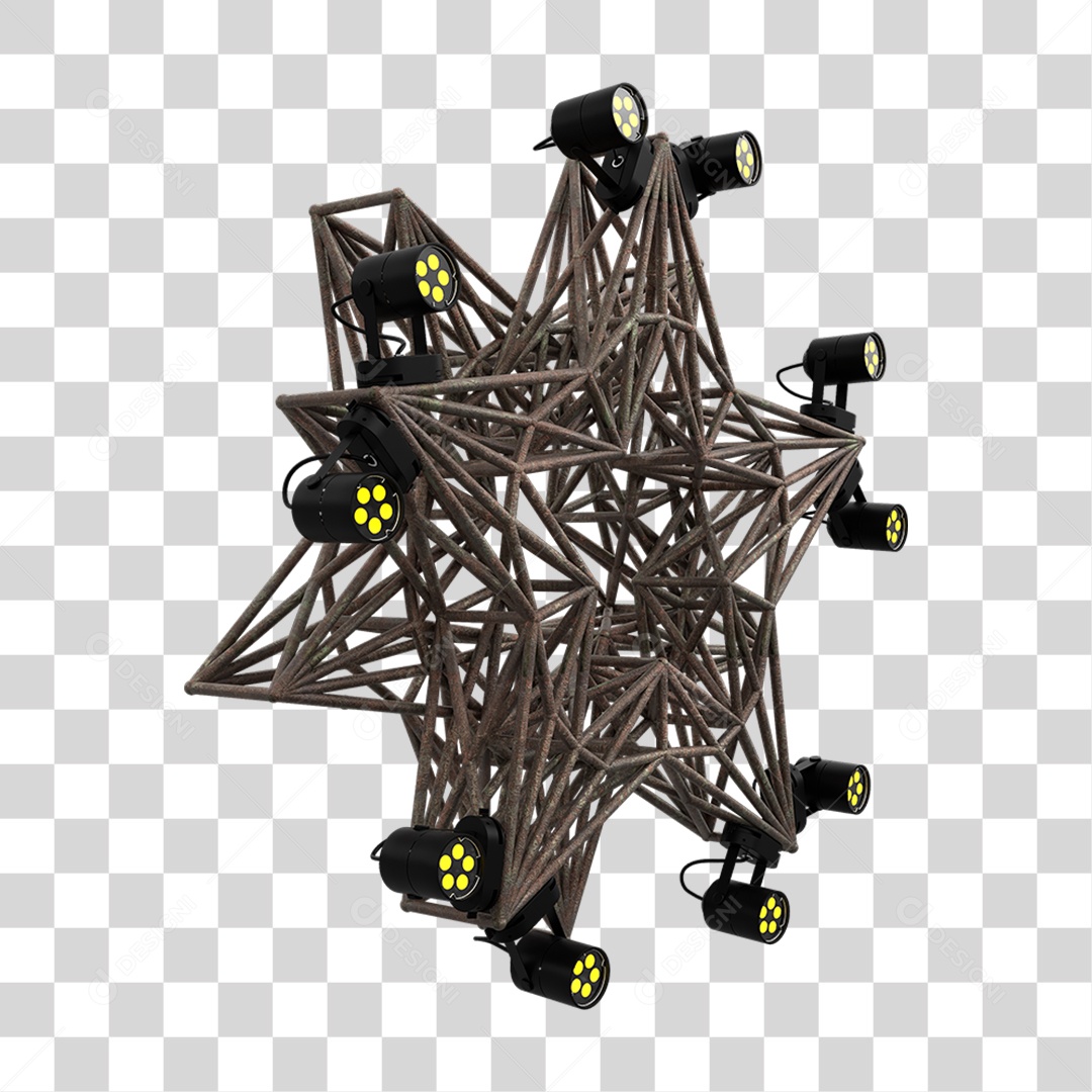 Elemento 3D Kit Painel de Luz Estrela PNG Transparente