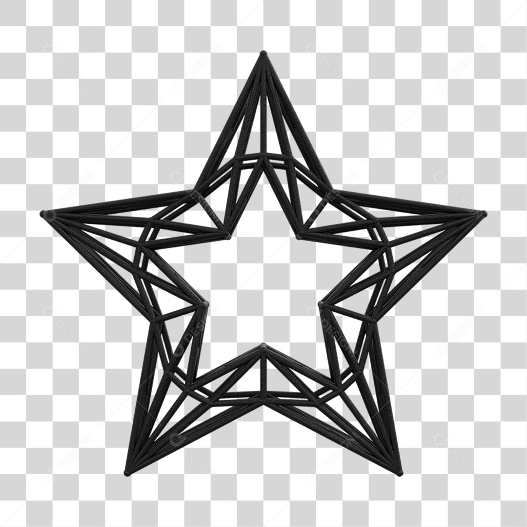 Elemento 3D Kit Painel Estrela PNG Transparente