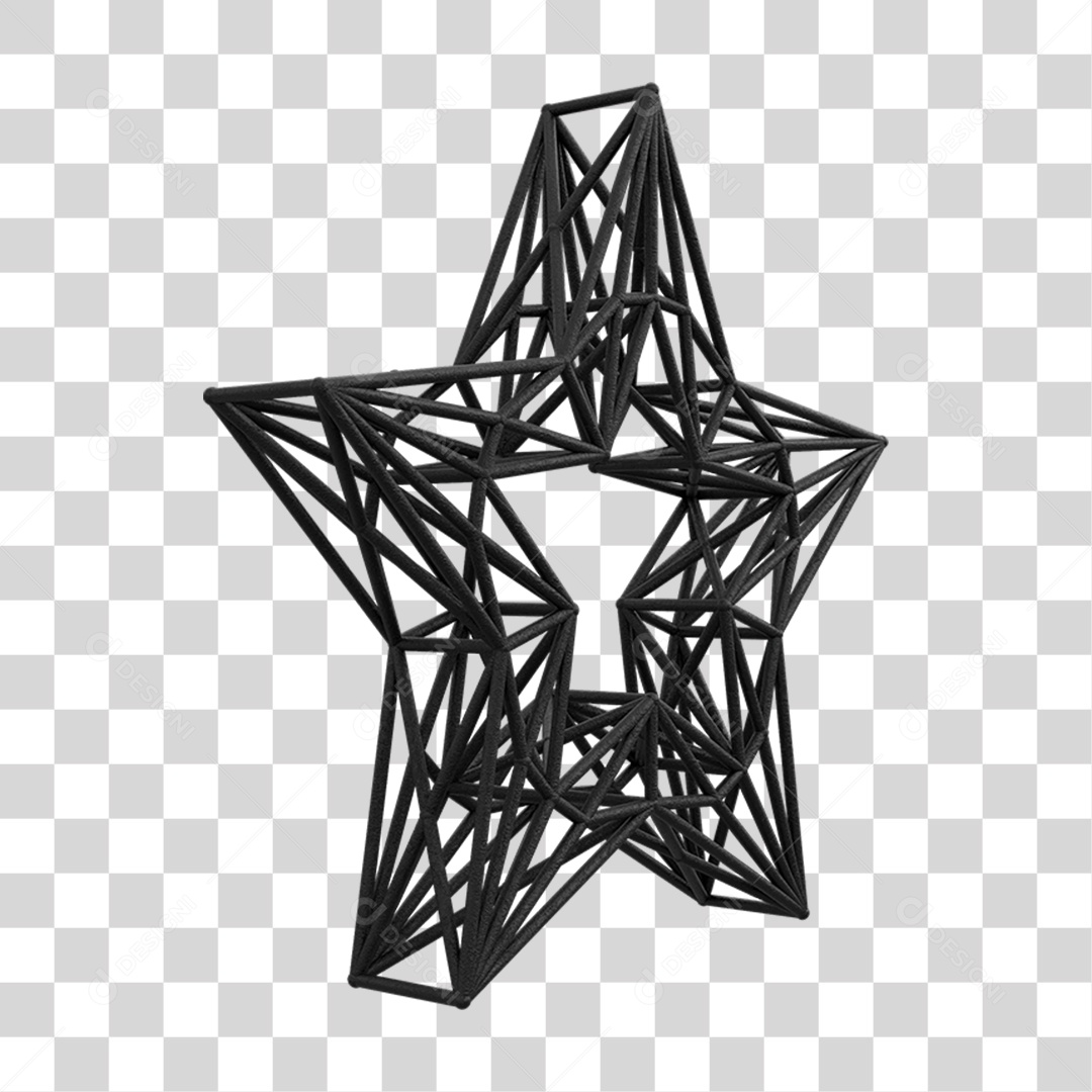 Elemento 3D Kit Painel Estrela PNG Transparente