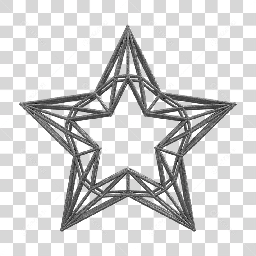 Elemento 3D Kit Painel Estrela PNG Transparente
