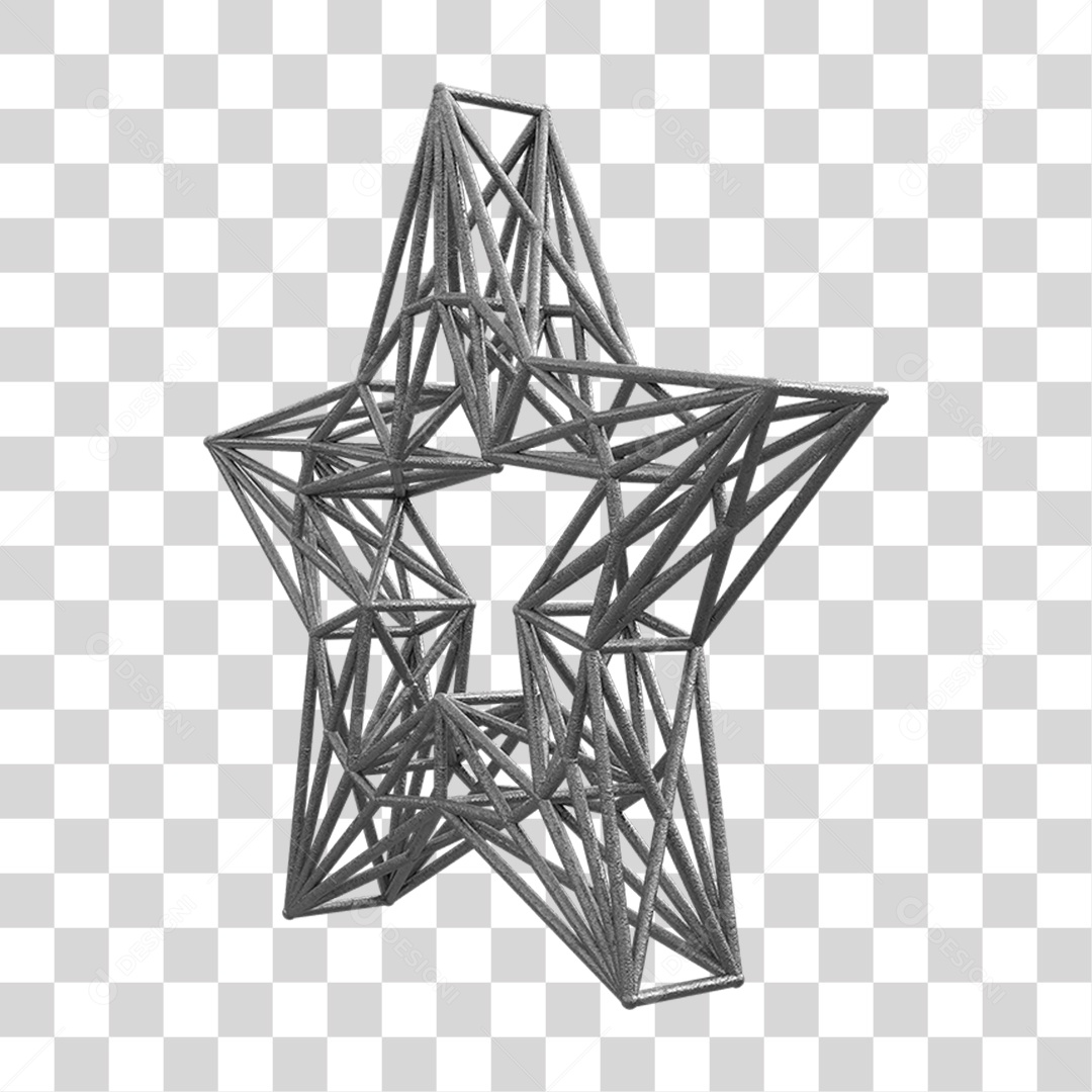 Elemento 3D Kit Painel Estrela PNG Transparente