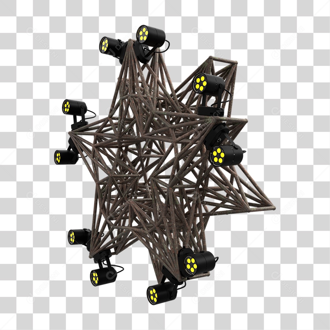 Elemento 3D Kit Painel Estrela PNG Transparente