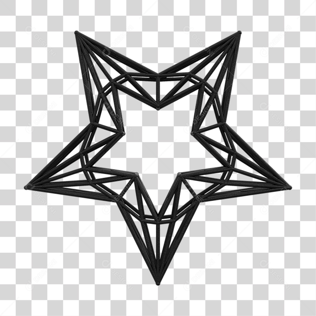 Elemento 3D Kit Painel Estrela PNG Transparente