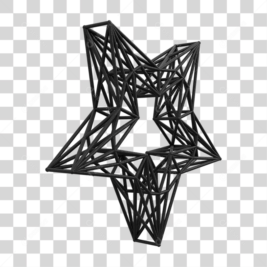 Elemento 3D Kit Painel Estrela PNG Transparente