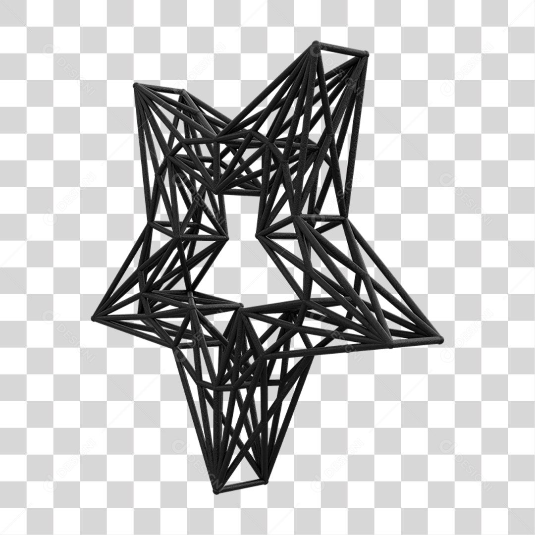 Elemento 3D Kit Painel Estrela PNG Transparente