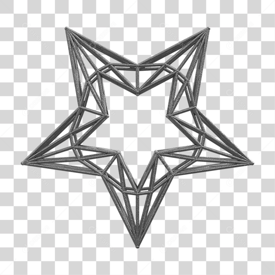 Elemento 3D Kit Painel Estrela PNG Transparente