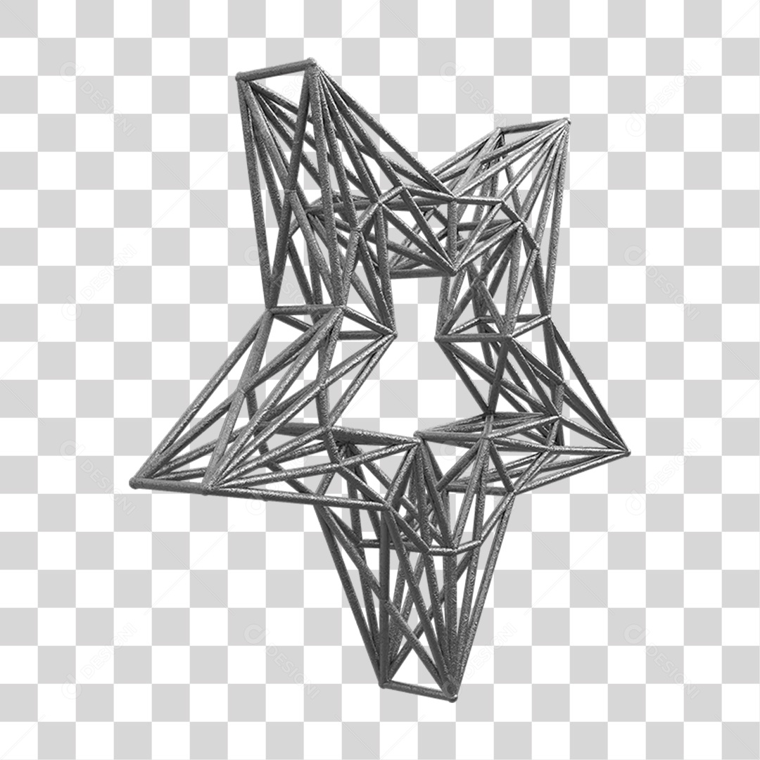Elemento 3D Kit Painel Estrela PNG Transparente