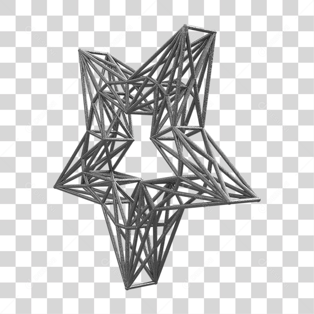Elemento 3D Kit Painel Estrela PNG Transparente