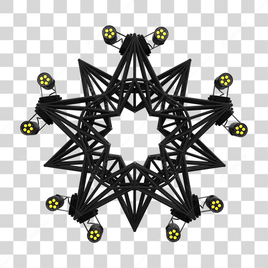 Elemento 3D Kit Painel Estrela PNG Transparente