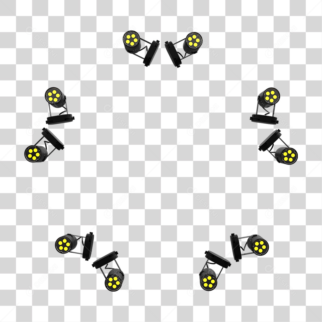 Elemento 3D Kit Holofotes de Luz PNG Transparente