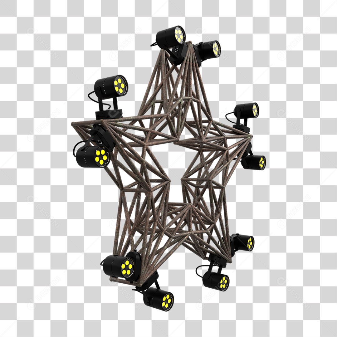 Elemento 3D Kit Painel de Luz Estrela PNG Transparente