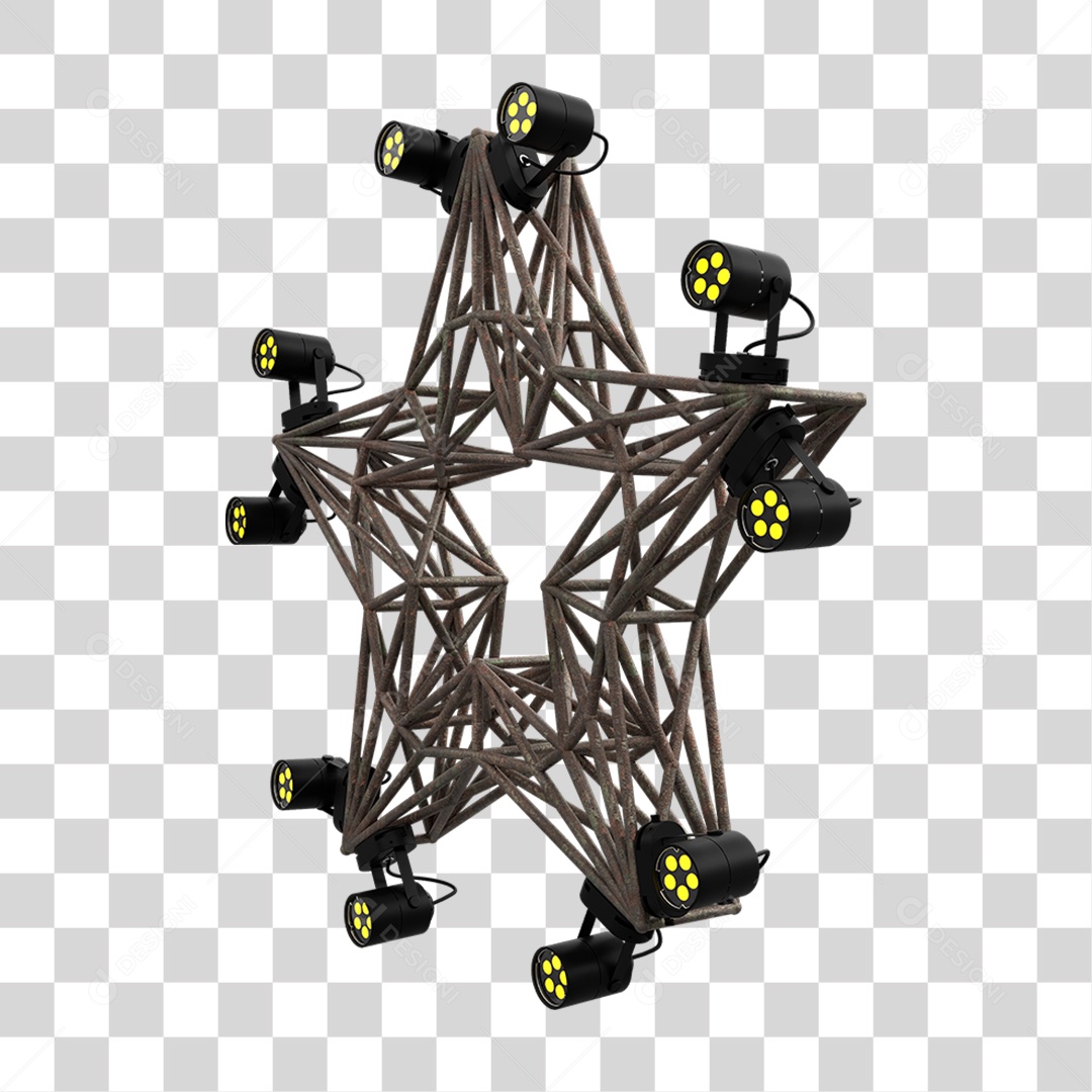 Elemento 3D Kit Painel de Luz Estrela PNG Transparente