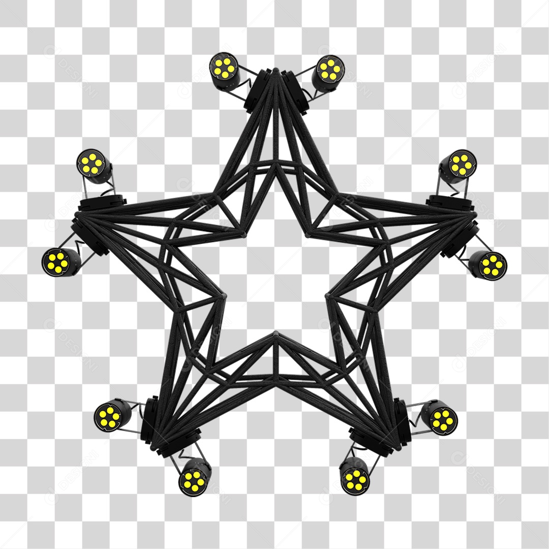 Elemento 3D Kit Painel de Luz Estrela PNG Transparente
