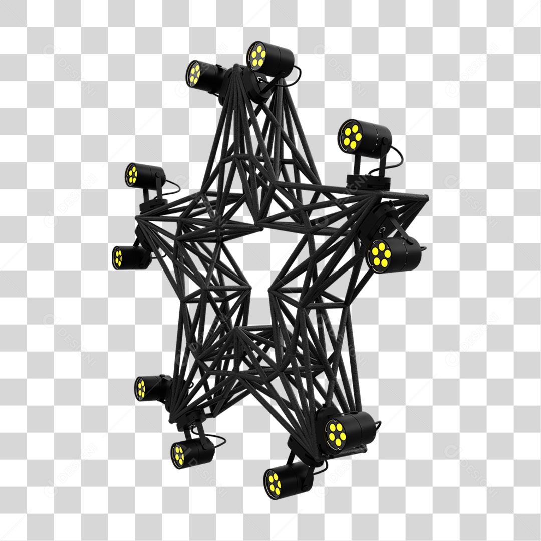 Elemento 3D Kit Painel de Luz Estrela PNG Transparente