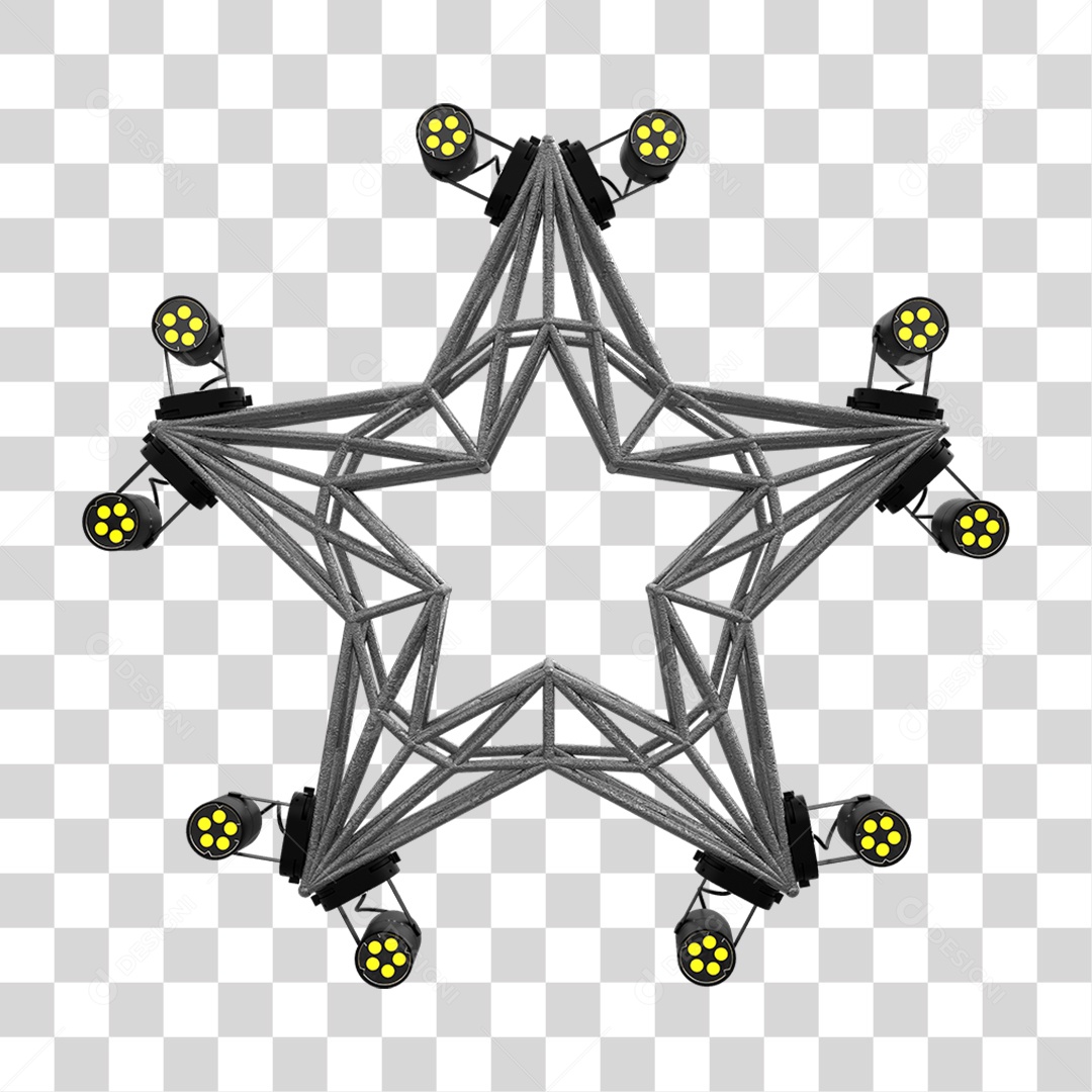 Elemento 3D Kit Painel de Luz Estrela PNG Transparente