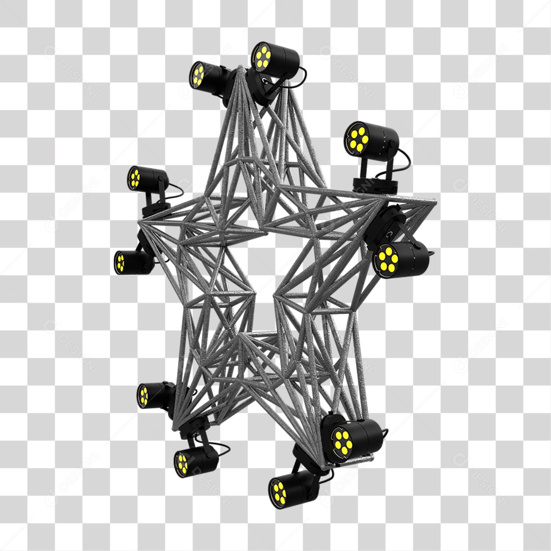 Elemento 3D Kit Painel de Luz Estrela PNG Transparente
