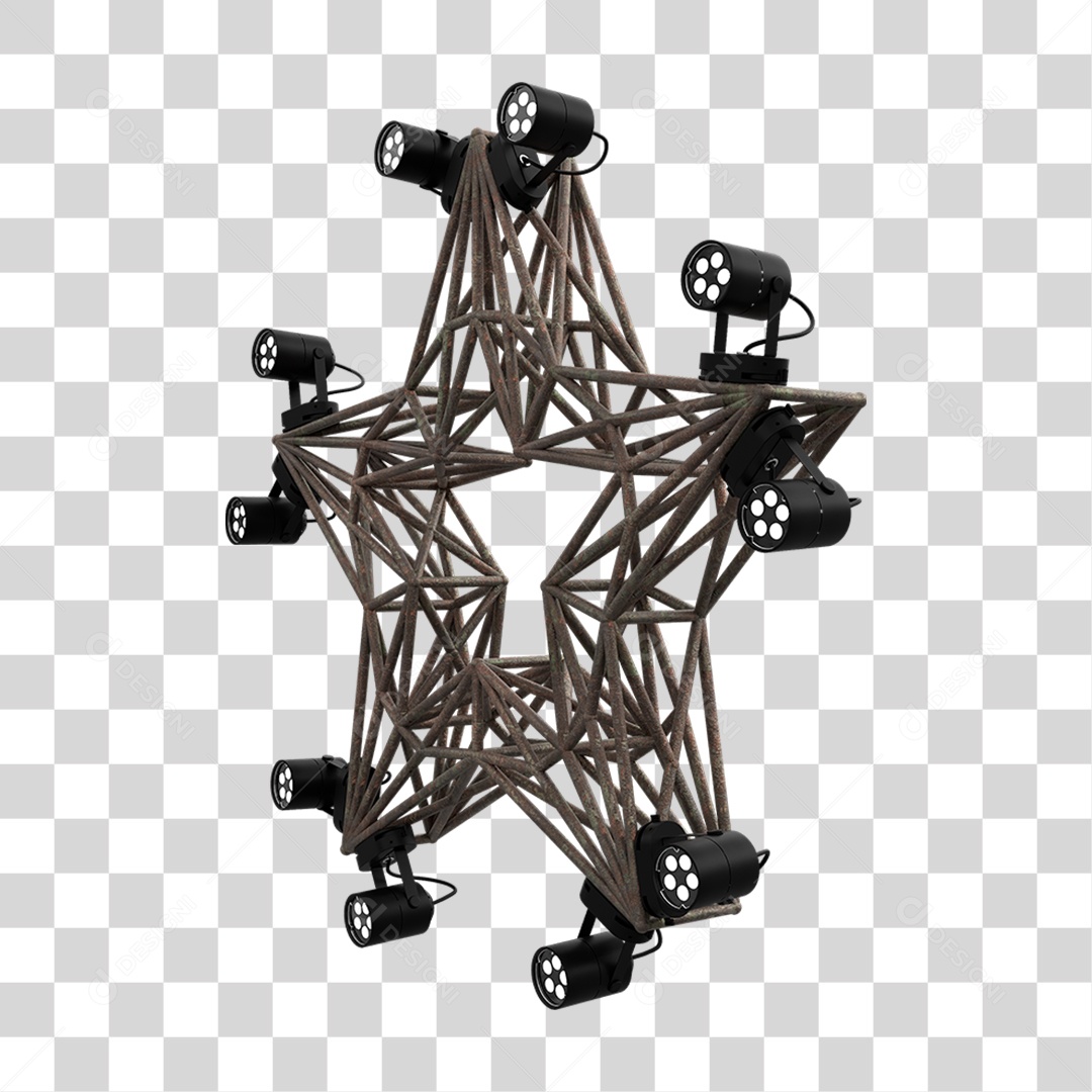 Elemento 3D Kit Painel de Luz Estrela PNG Transparente