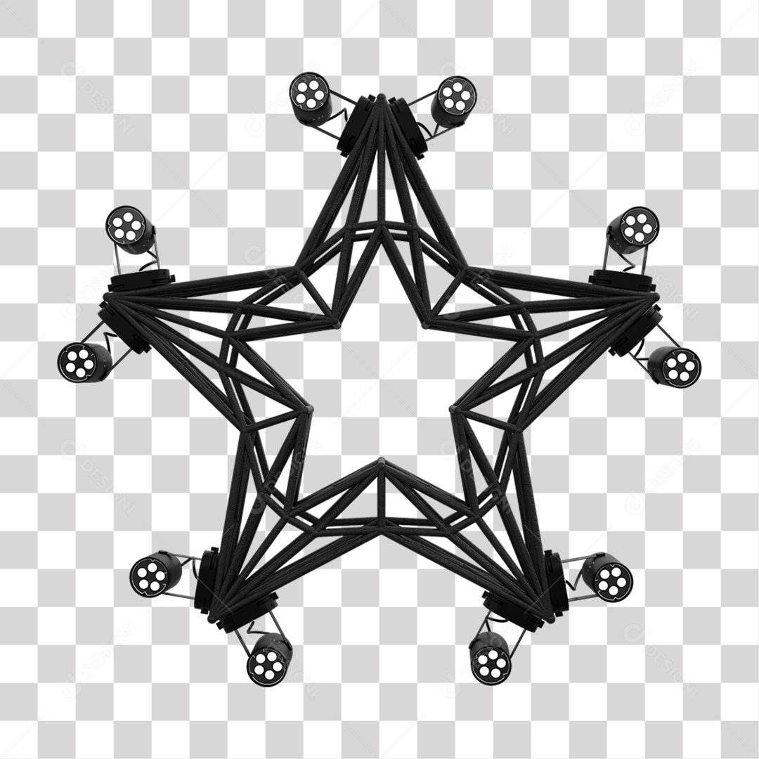 Elemento 3D Kit Painel de Luz Estrela PNG Transparente
