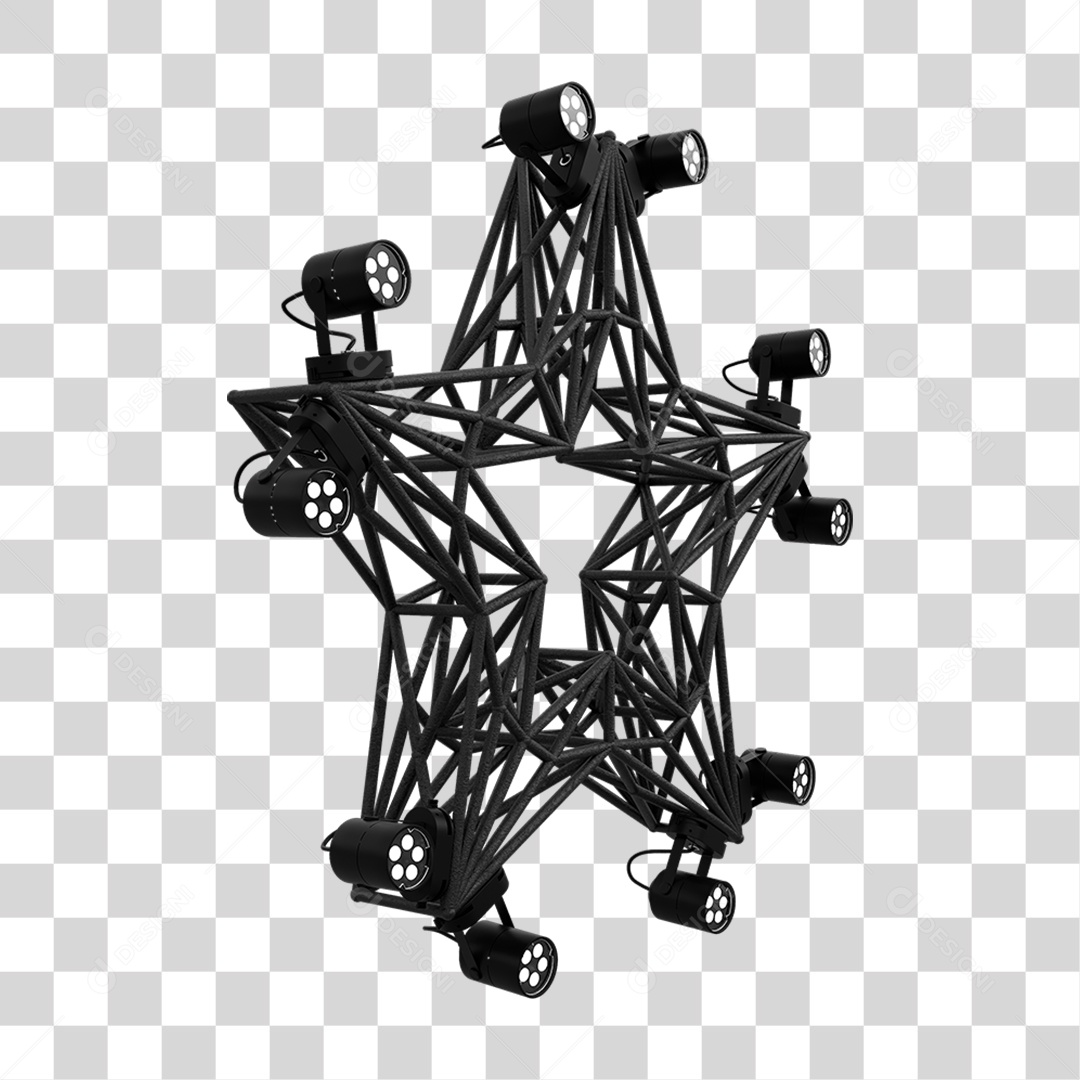 Elemento 3D Kit Painel de Luz Estrela PNG Transparente