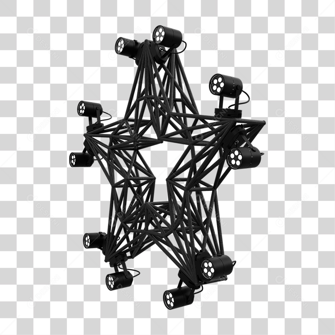 Elemento 3D Kit Painel de Luz Estrela PNG Transparente